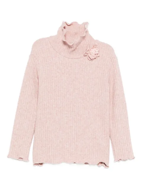 LALALU floral-appliqué sweater