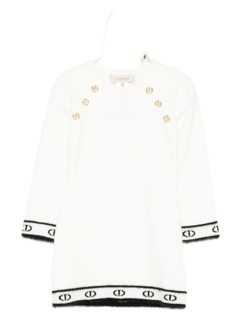 TWINSET Kids logo-trim dress - ホワイト TWINSET Kids logo-trim dress - ホワイト
