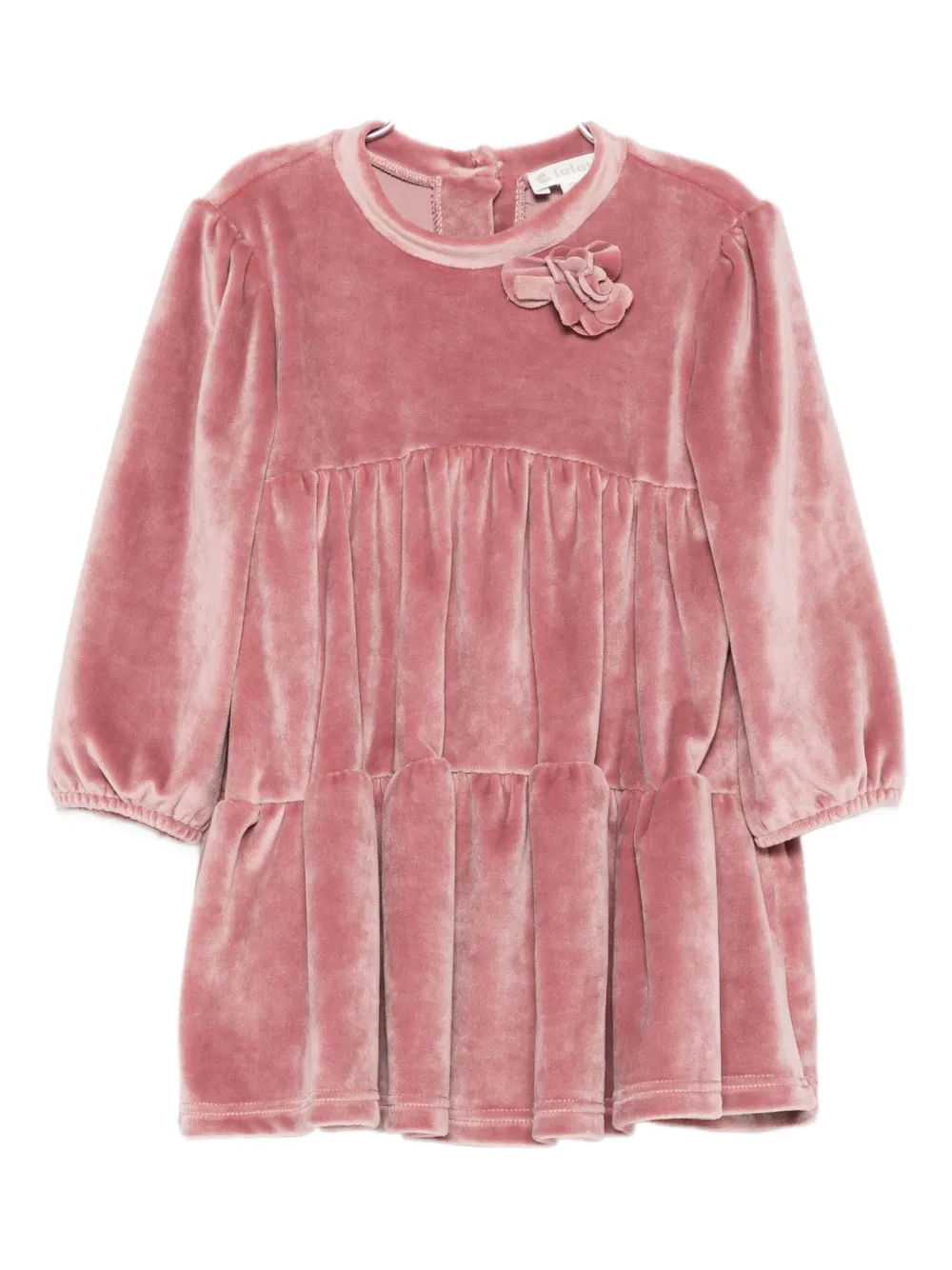LALALU floral-appliqué dress - ピンク LALALU floral-appliqué dress - ピンク