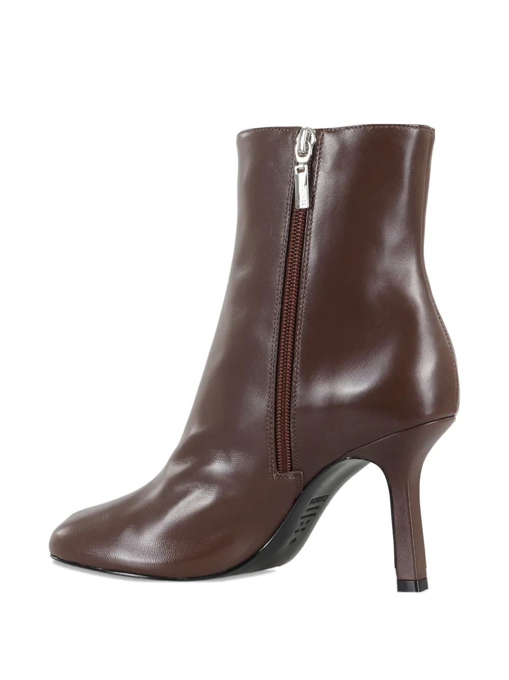 Schutz 85mm Brielle Leather Square-toe Boots In Brown