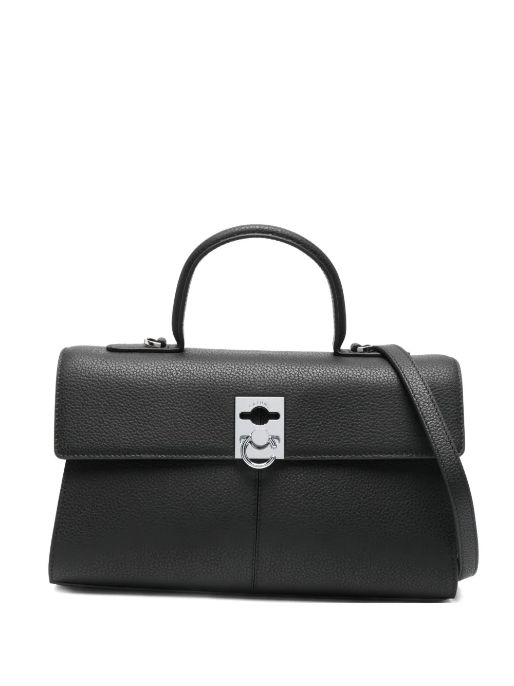 Cafuné Medium Stance Grain Leather Crossbody Bag In Black