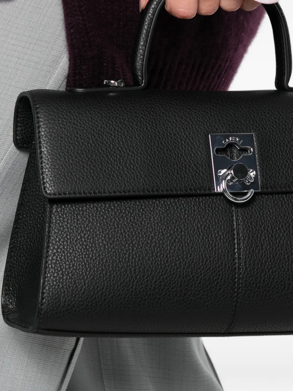 Cafuné Medium Stance Grain Leather Crossbody Bag In Black