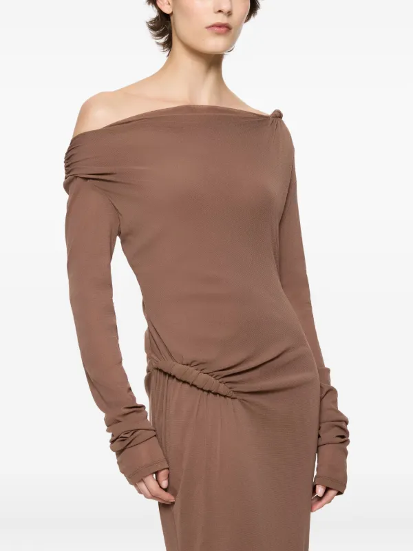 Paris Georgia Manahou One-shoulder Draped Maxi Dress - Brown