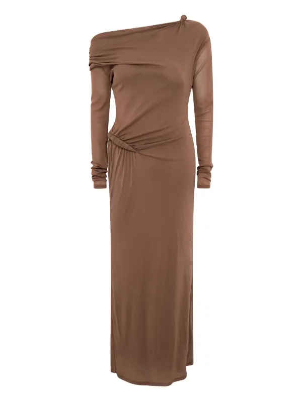 paris georgia brown dress Croissant long-sleeve Twisted Maxi | 顏色:White Vintage 1960s Plus Size resort brunch dress Womens clothing Measurements from size S