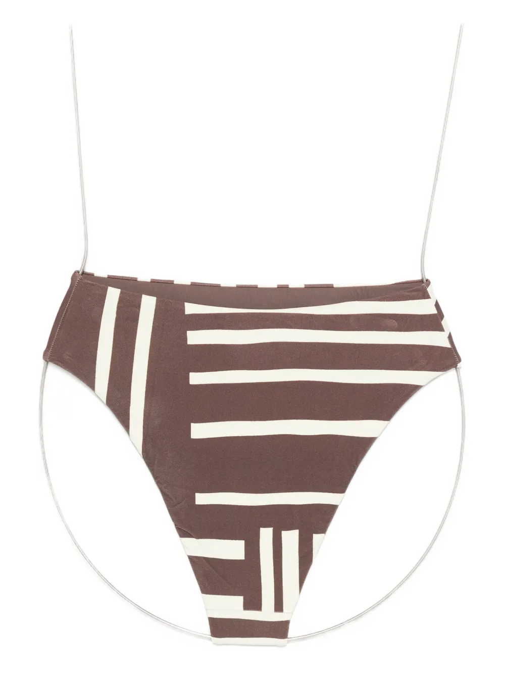 Sir Linocut Striped Bikini Bottom In Brown