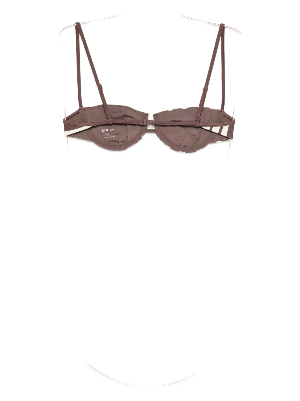 Sir Linocut Striped Bikini Top In Brown