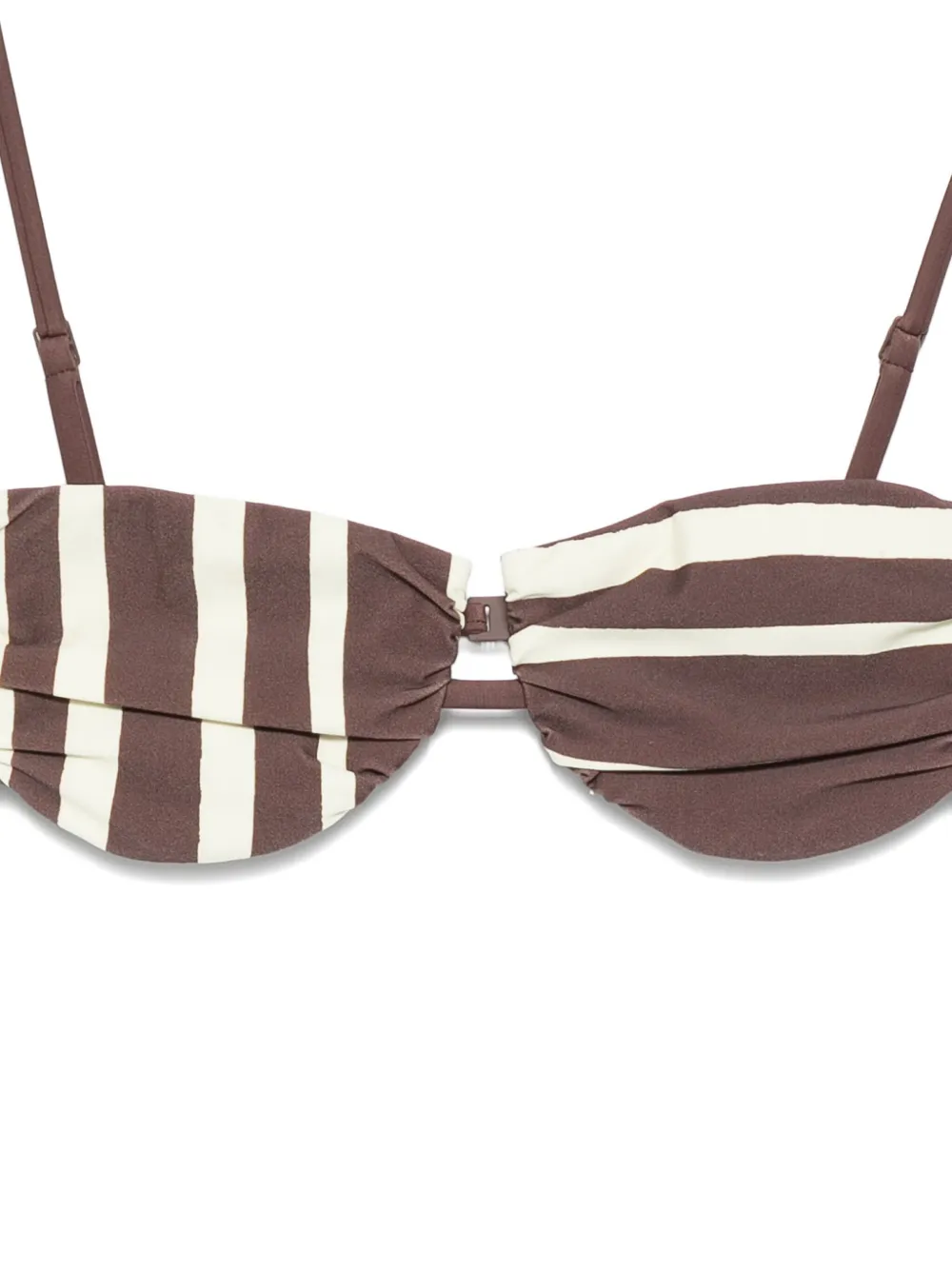 Sir Linocut Striped Bikini Top In Brown