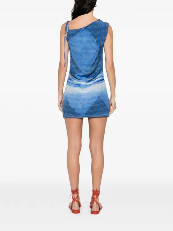 SIR. Isla Waves Print Mini Dress | Blue | FARFETCH ID