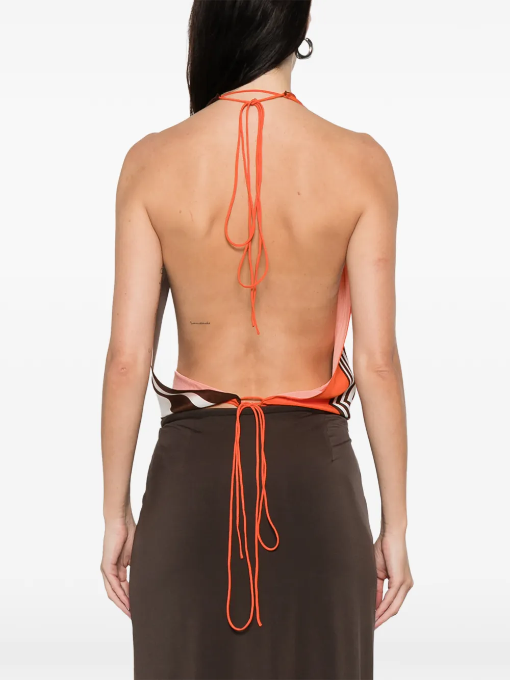 Sir Destino Scarf Halterneck Top In Orange