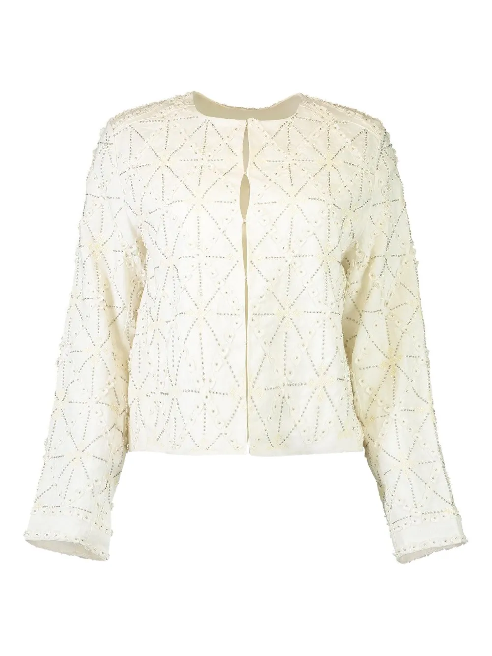 Christy Lynn Jessie beaded geometric-pattern fitted jacket | White | Image 1