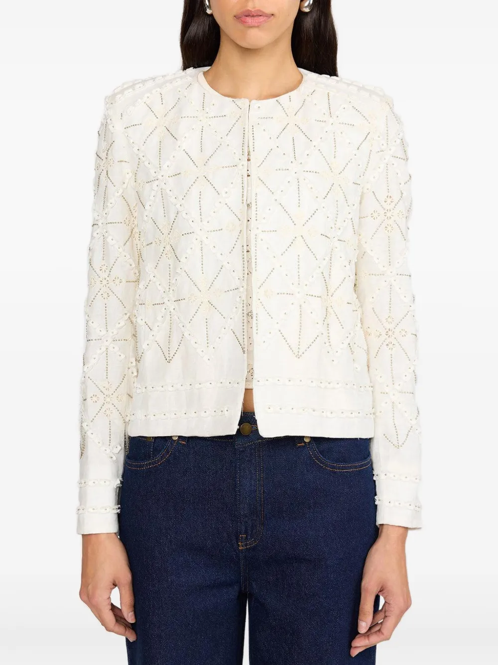 Christy Lynn Jessie beaded geometric-pattern fitted jacket | Fitted Jackets | Image 2