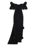 Leo Lin Zayna puff-sleeve gown - Black