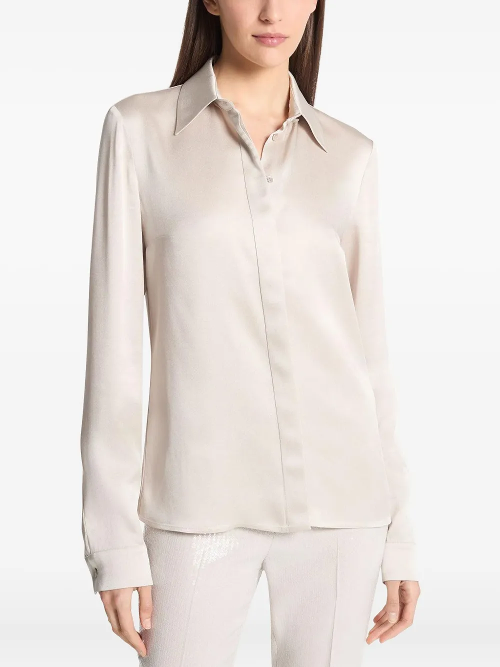 Michael Kors Collection Satijnen blouse - Beige