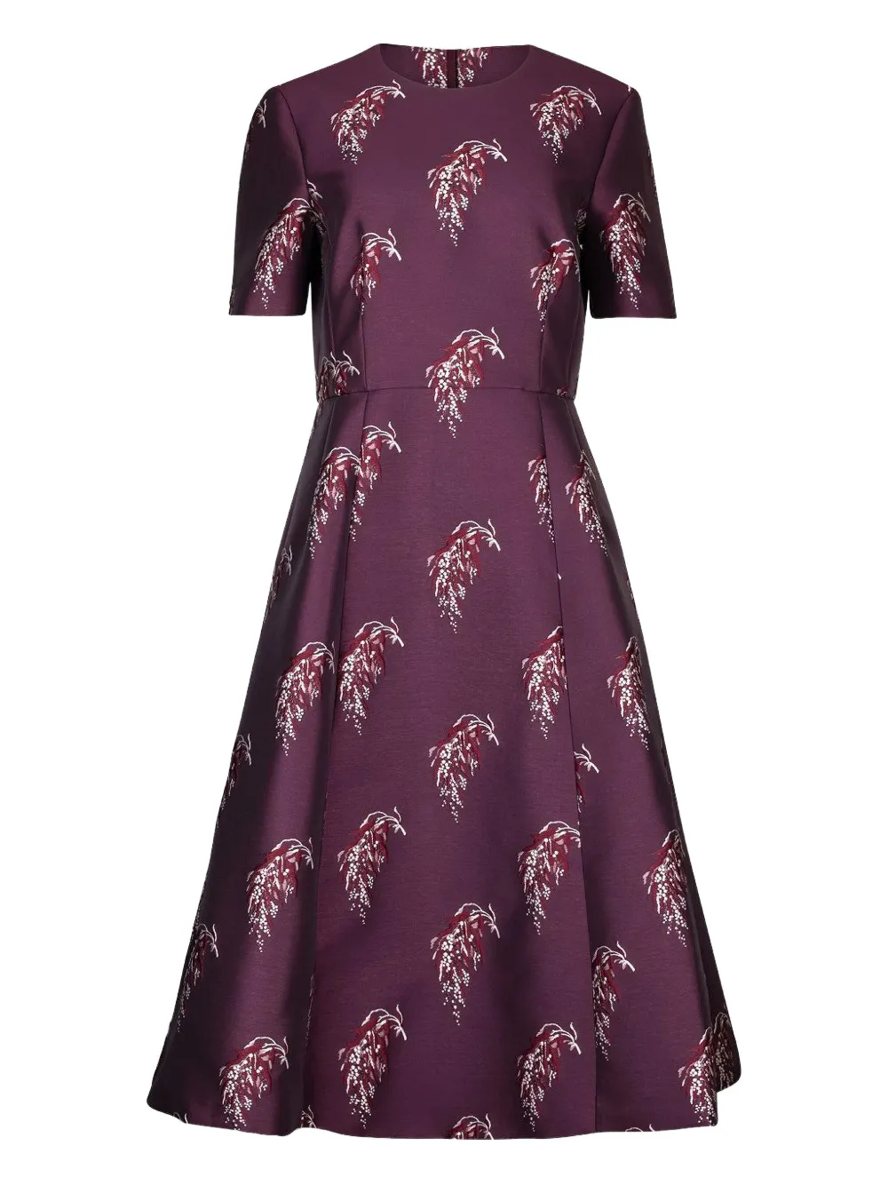 Adam Lippes Evangeline Floral-print Short-sleeve Midi Dress In Purple