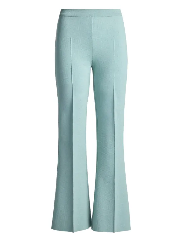 High Sport Pin-tuck Flared Trousers in Green
