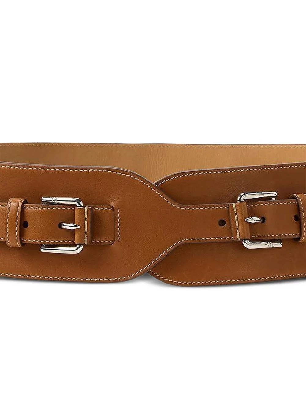 Polo Ralph Lauren Double-buckle Leather Belt In Brown