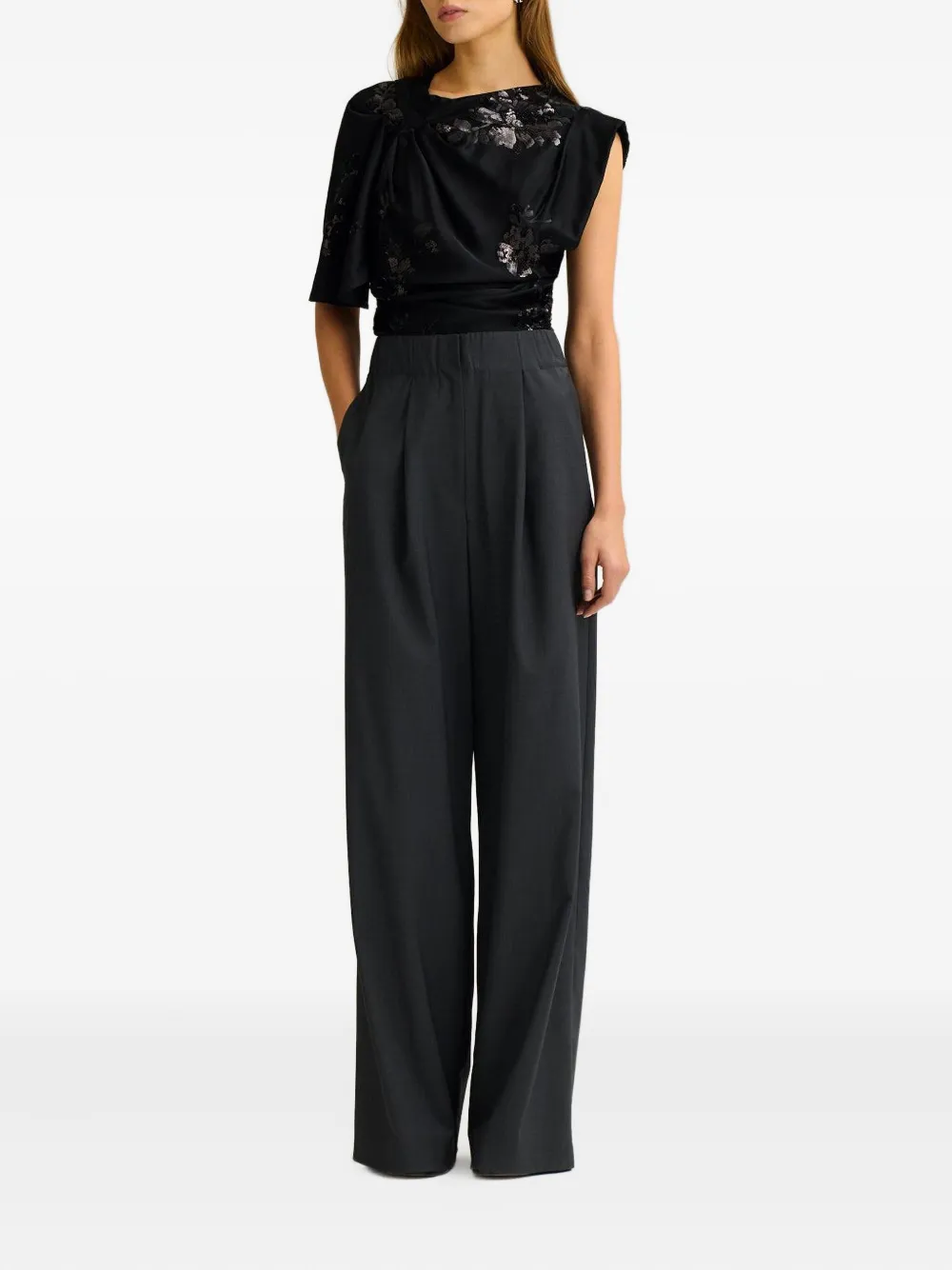 Scanlan Theodore sequin-embellished draped satin blouse | Blouses | Image 2