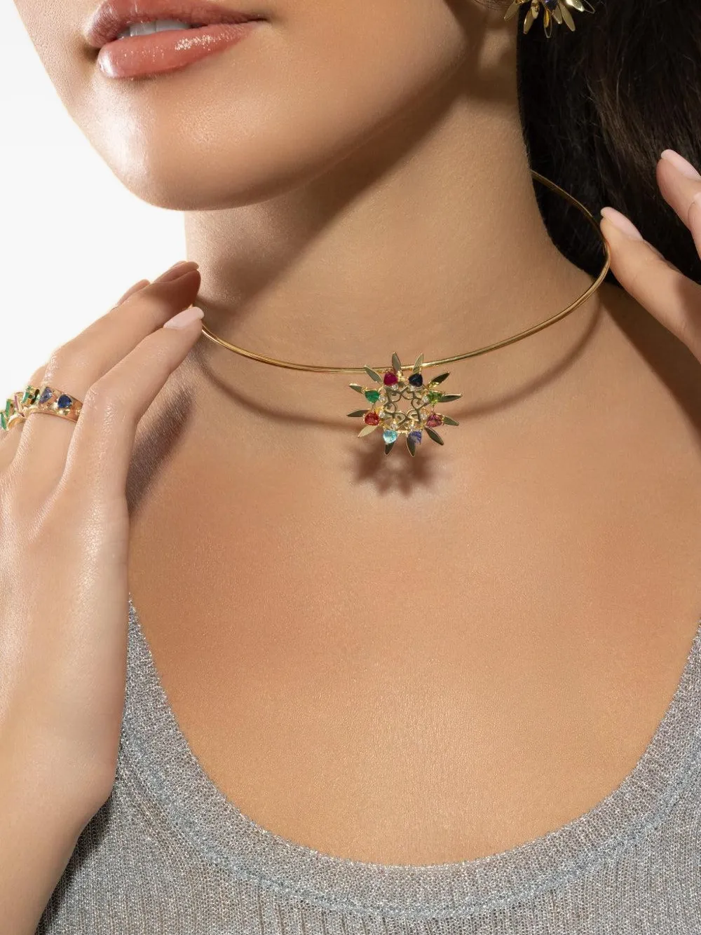 Carol Kauffmann 18kt Yellow Gold Mandala Sapphire Pendant Necklace In Gold
