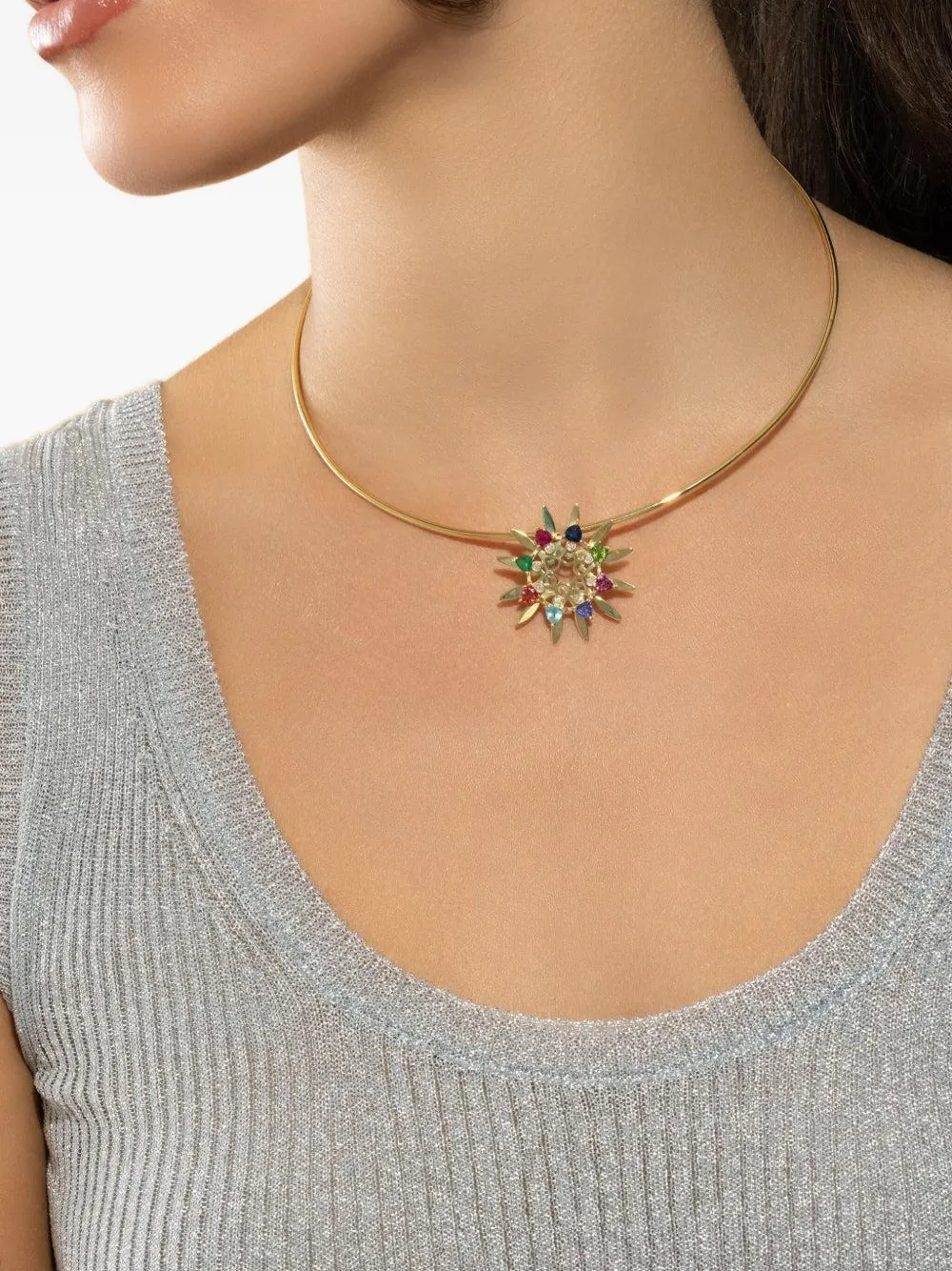 Carol Kauffmann 18kt Yellow Gold Mandala Sapphire Pendant Necklace In Gold