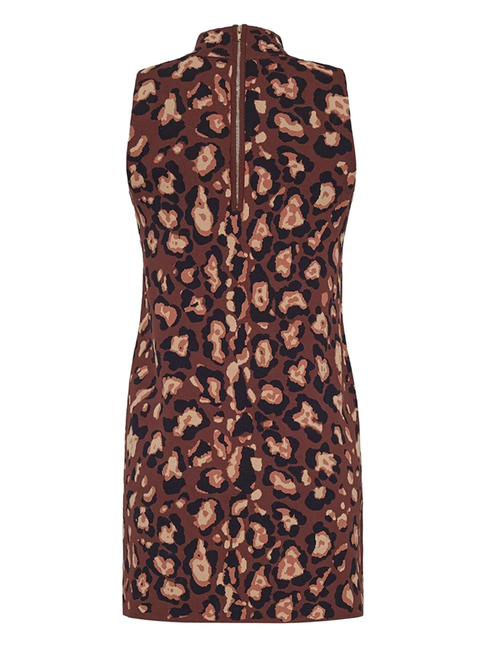 Cara Myrtle jurk met luipaardprint en hoge hals Bruin