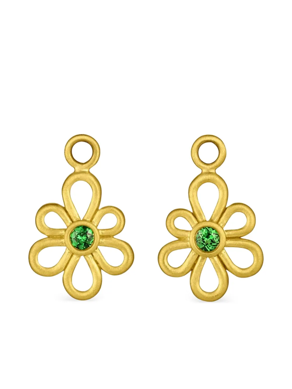 Leigh Maxwell Flora Gold Tsavorite Garnet Earrings In Gold
