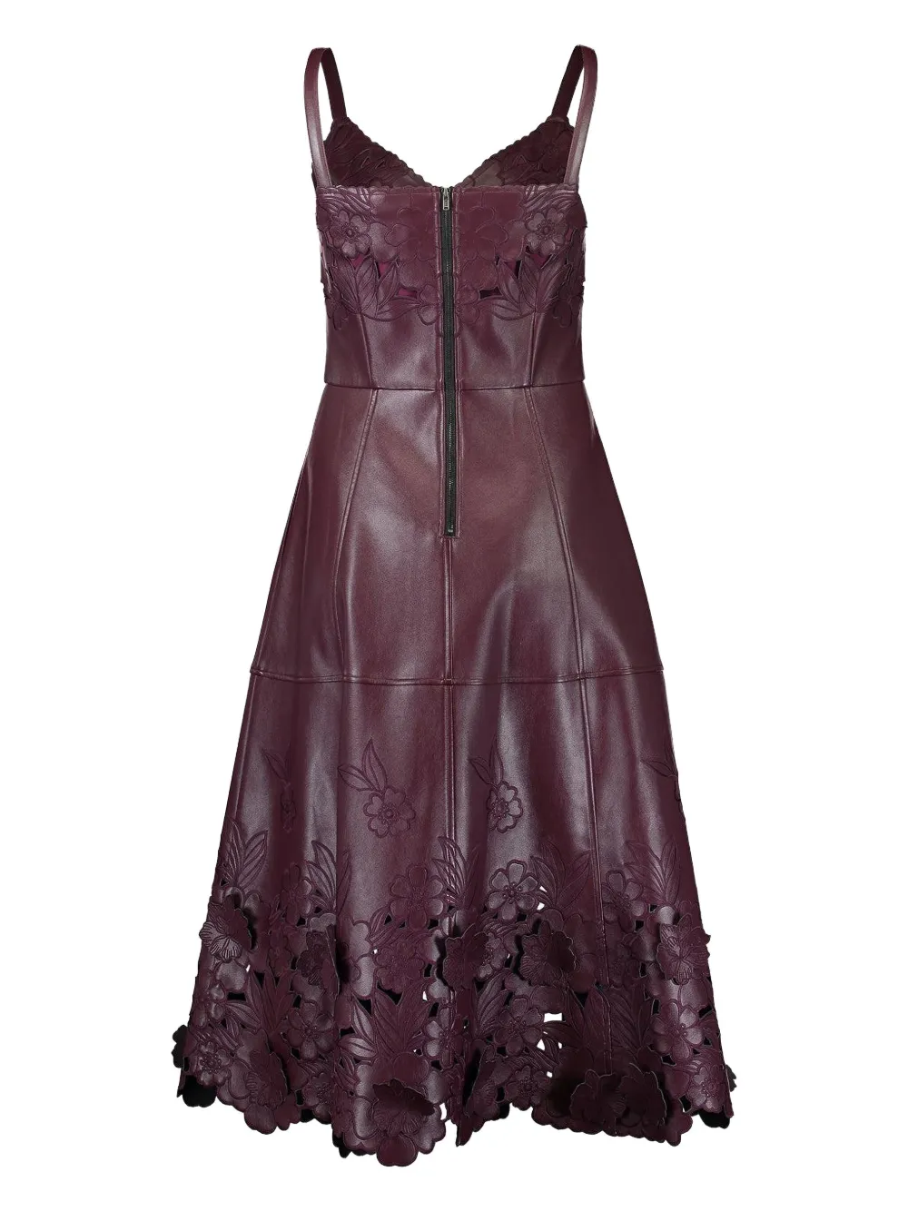 Christy Lynn Tahlia floral laser-cut leather dress - Paars