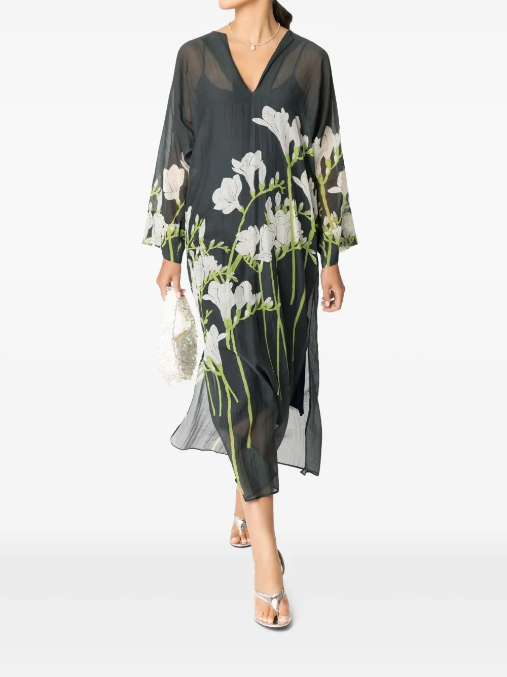 Bernadette Jurk met bloemenprint - Blauw