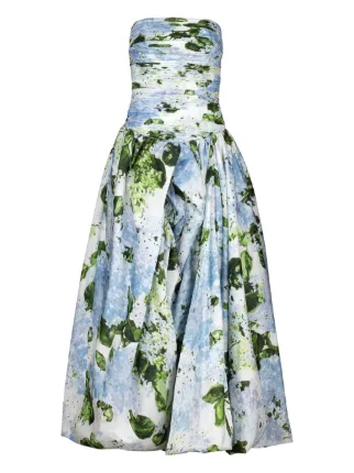 aje blue strapless dress Violette Bubble Hem Mini Dress-BOLDLY BLOOMING COBALT / 10