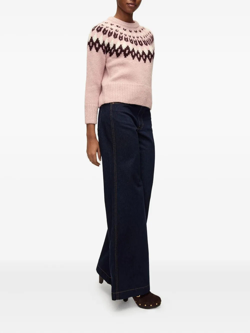 Veronica Beard Anne fairisle puff-sleeve sweater Roze