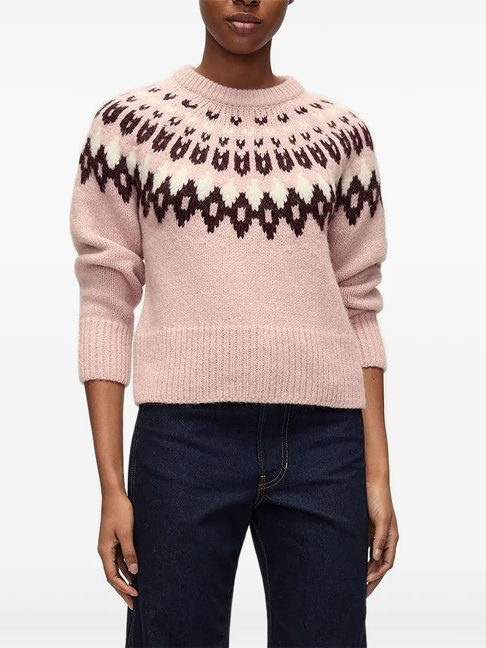 Veronica Beard Anne fairisle puff-sleeve sweater - Rosa