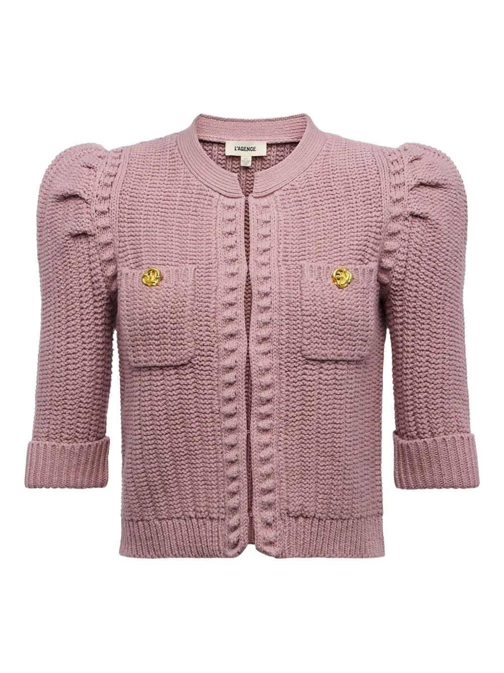 L'agence Puff-sleeve Button-detail Cardigan In Pink