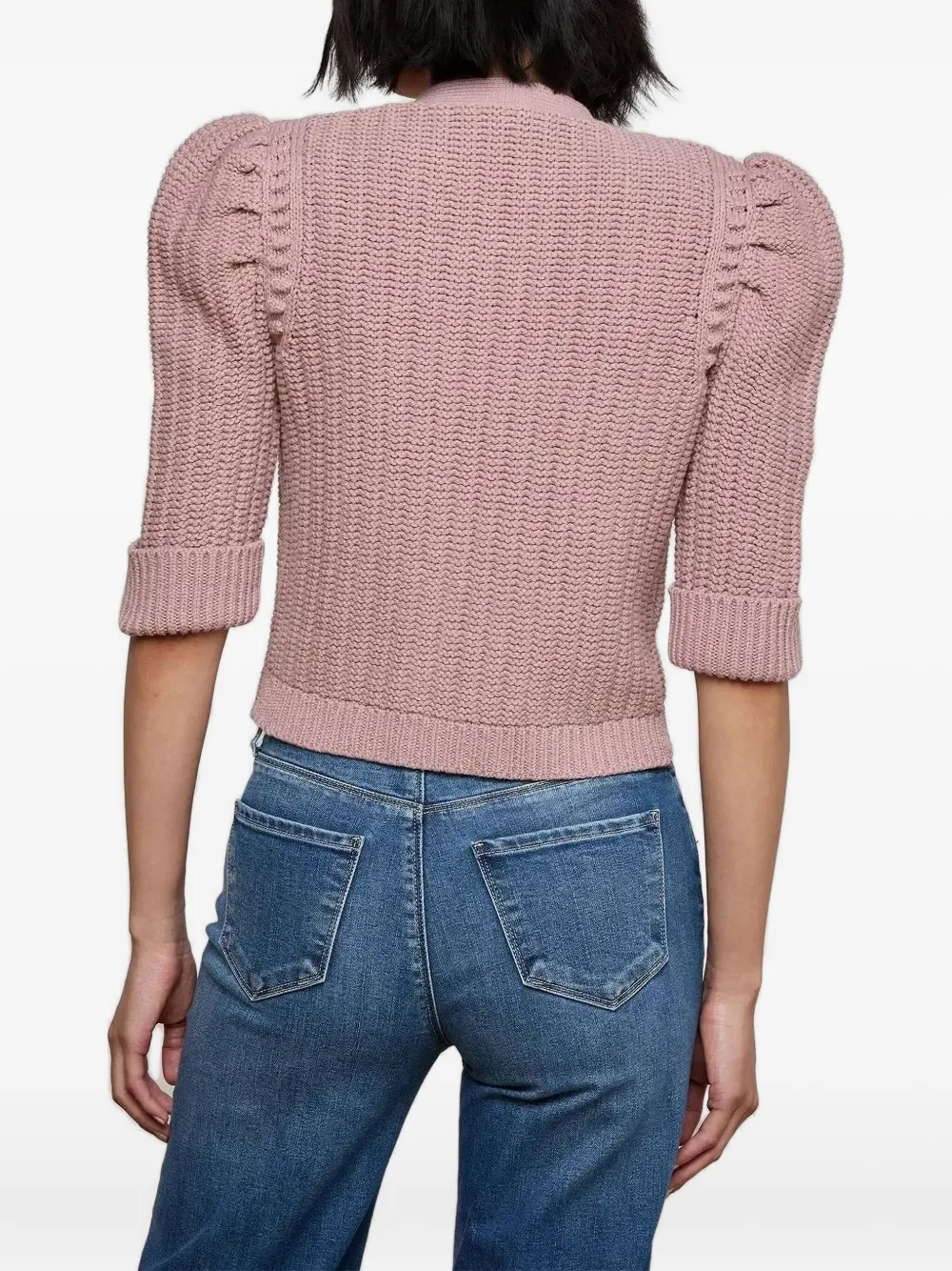 L'agence Puff-sleeve Button-detail Cardigan In Pink