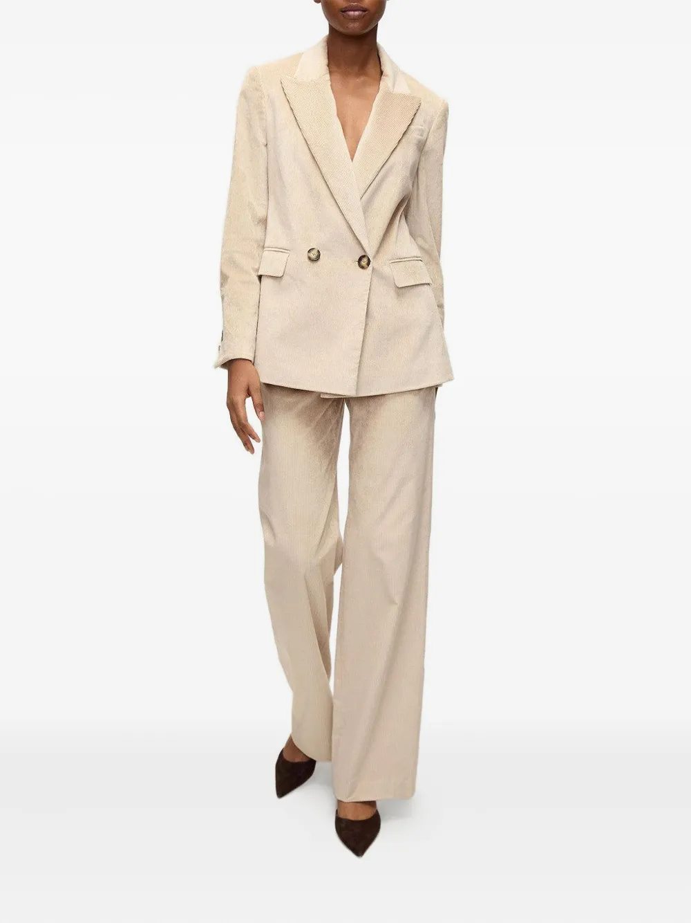 Veronica Beard Double-breasted Corduroy Blazer In Neutral