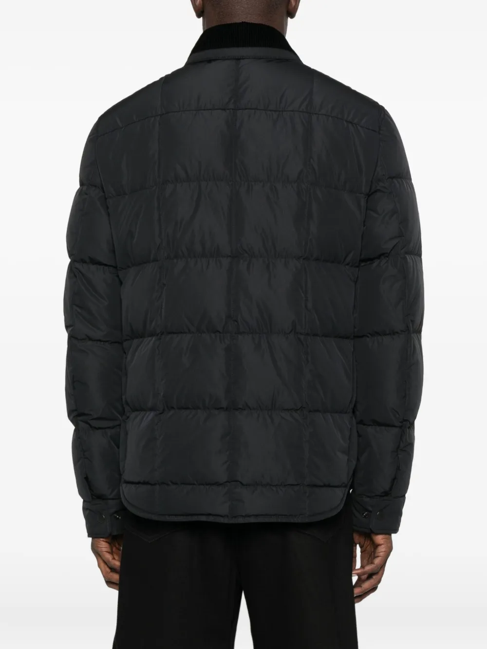 Moncler Quilted Corduroy-collar Jacket In Black