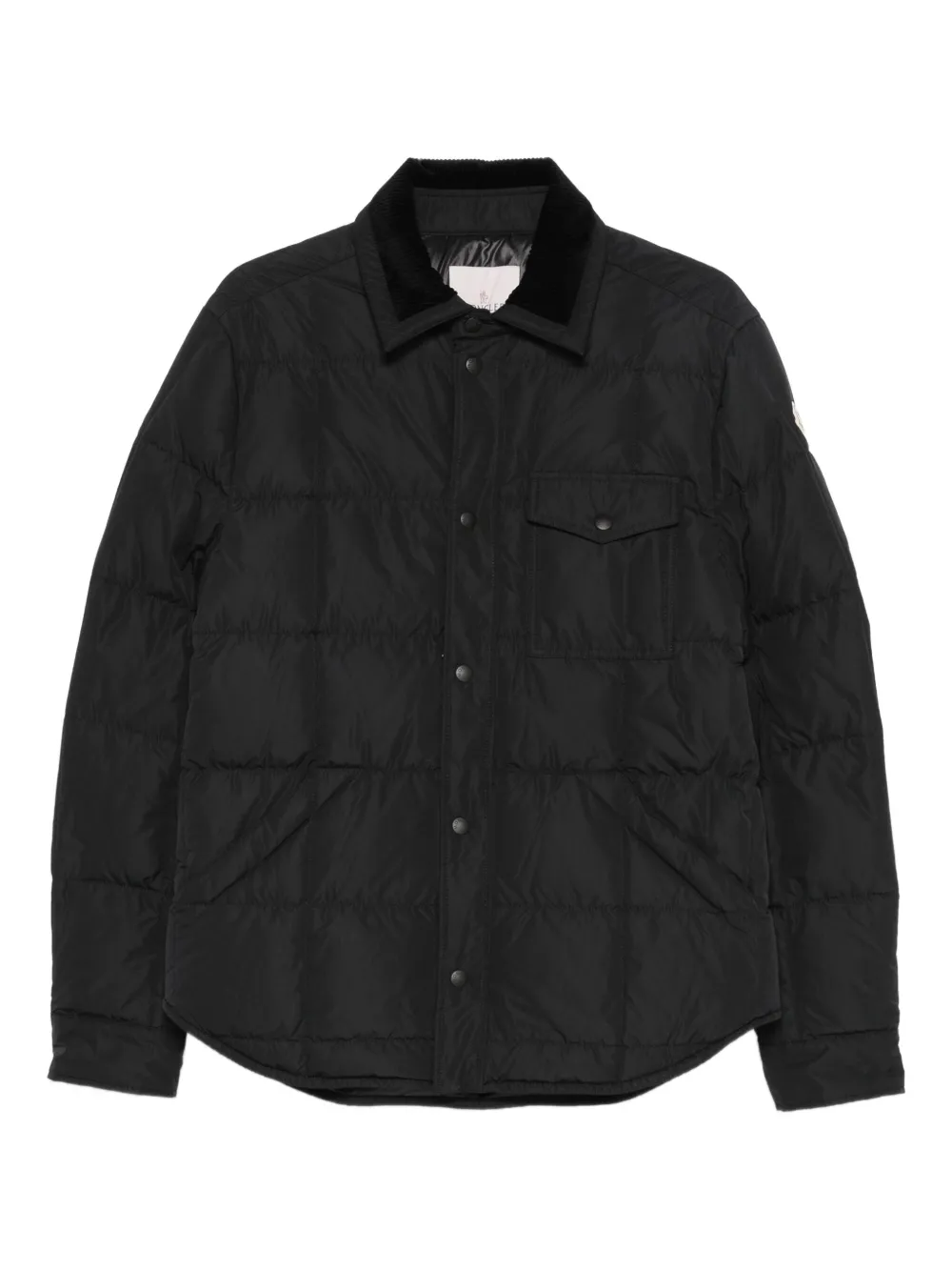 Moncler Quilted Corduroy-collar Jacket In Black