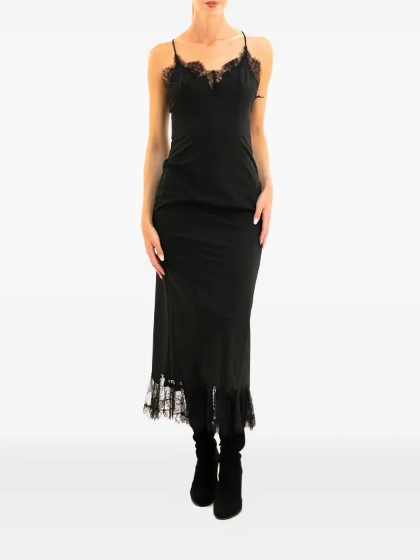 Staud Lace Trim Maxi Dress - Black