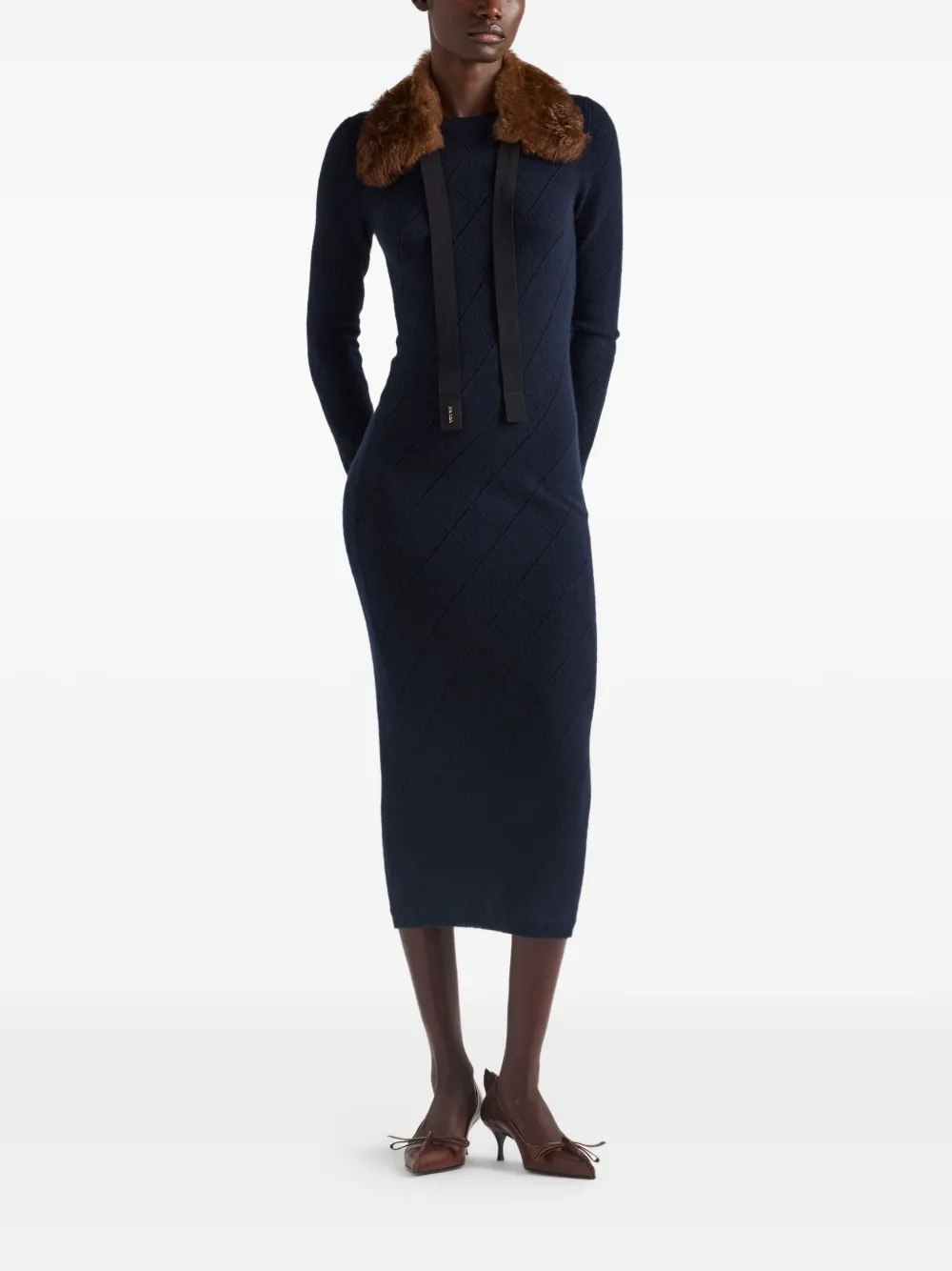 Prada crew-neck maxi dress - Blauw