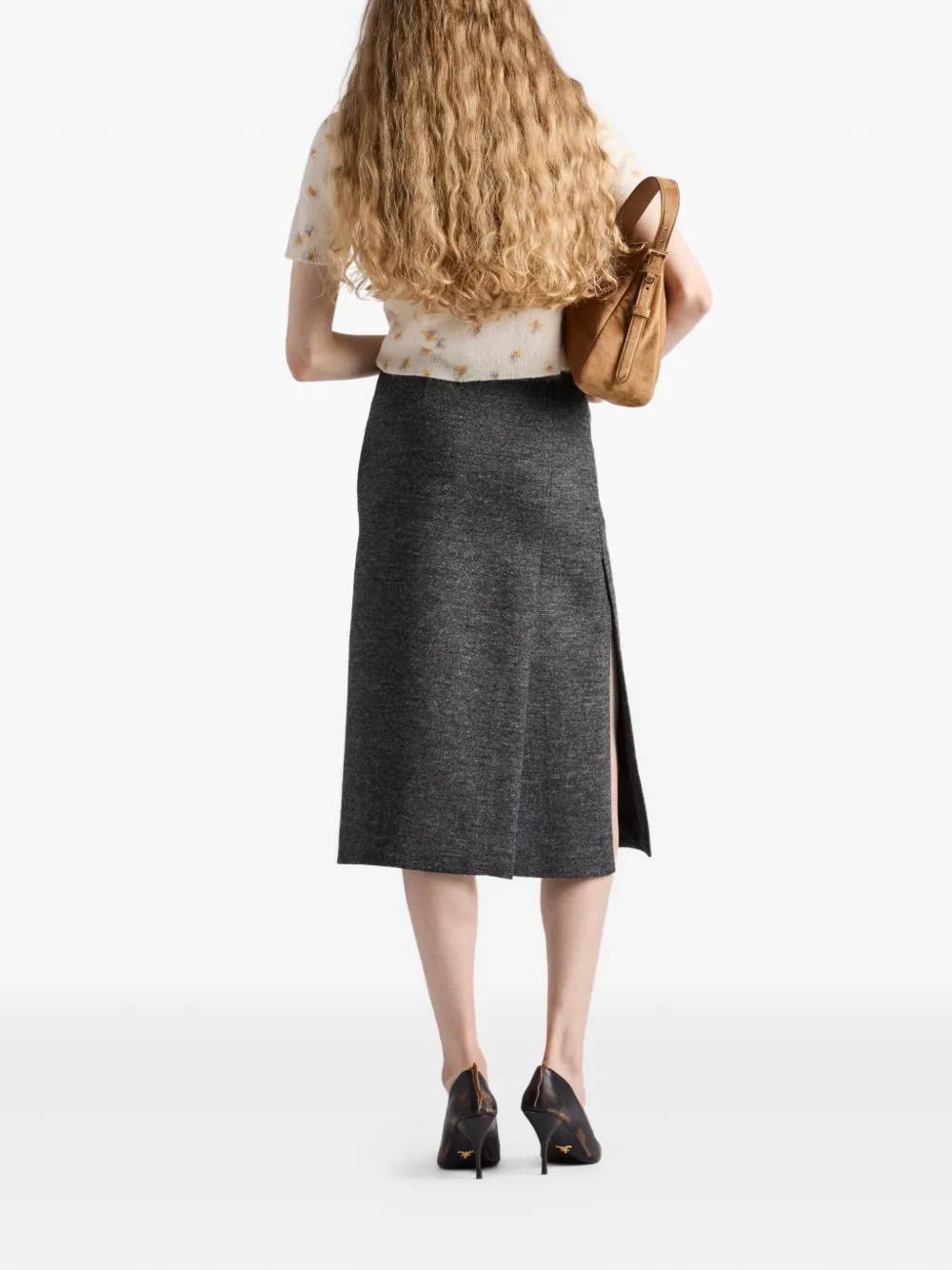 Prada Floral-pattern Wool T-shirt In Neutral