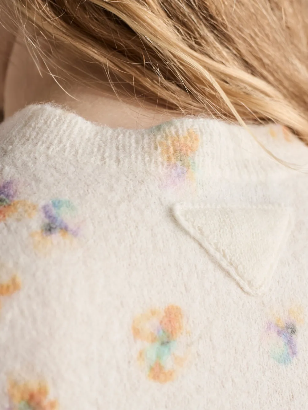 Prada Floral-pattern Wool T-shirt In Neutral