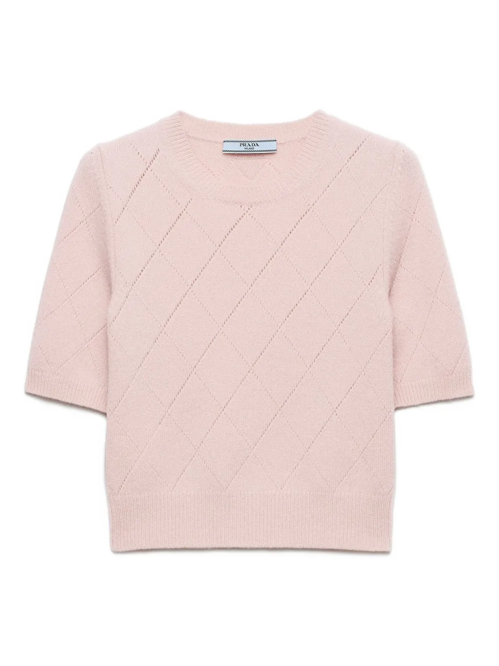 Prada diamond-pattern short-sleeved sweater - ピンク Prada diamond-pattern short-sleeved sweater - ピンク