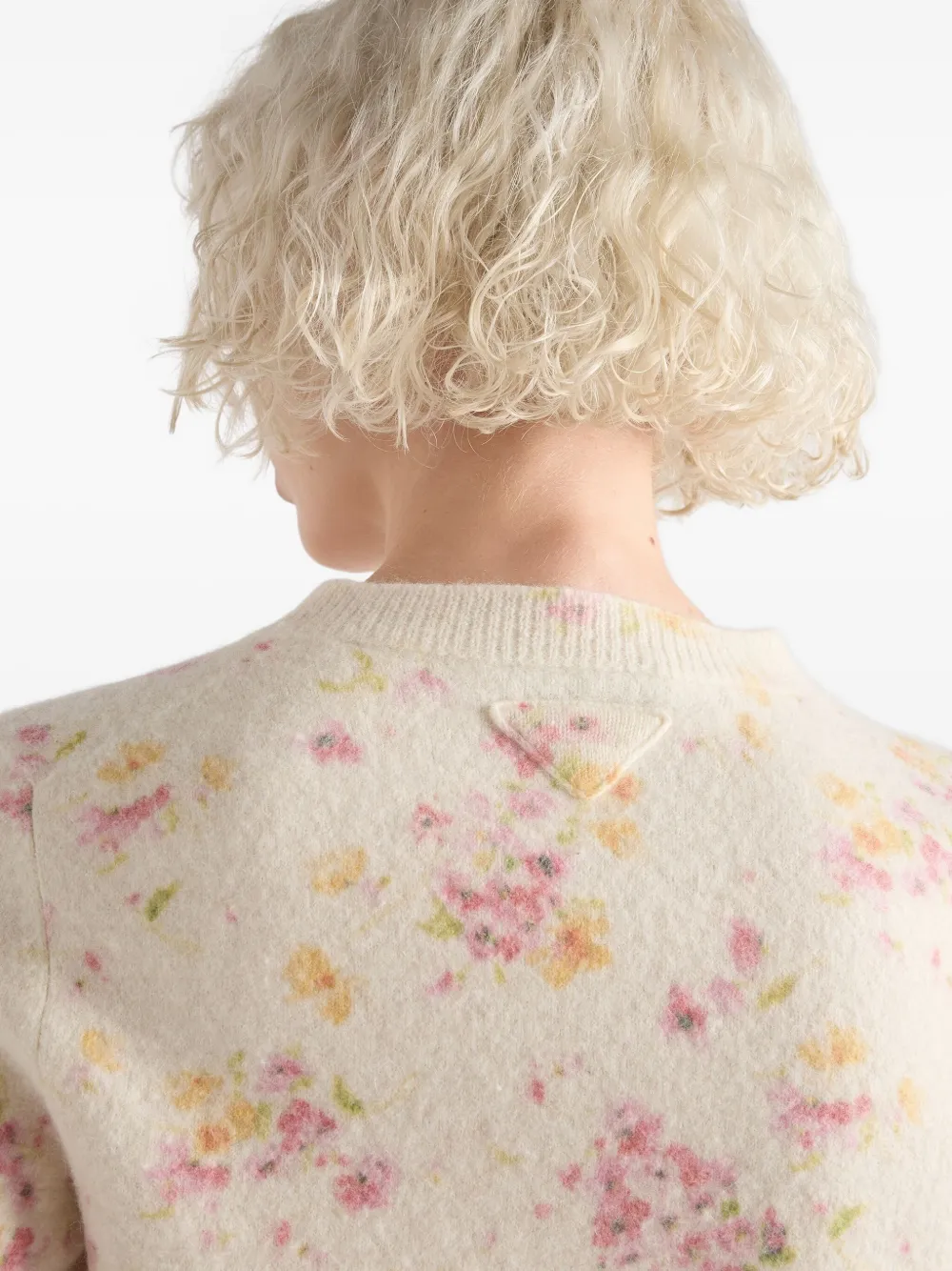 Prada Floral Crewneck Cardigan In Multi