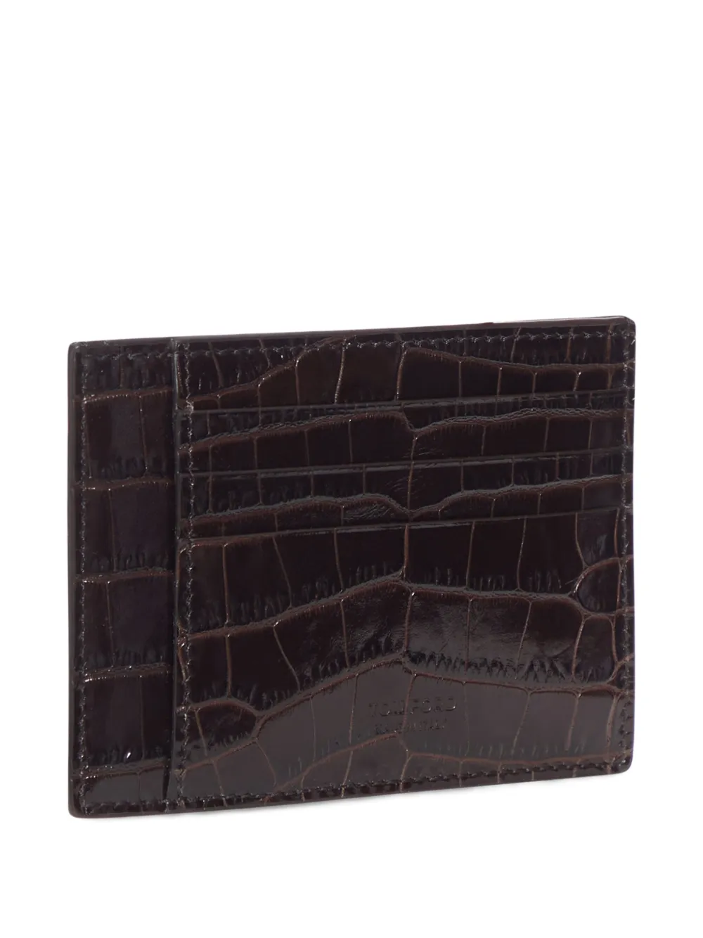 Tom Ford Crocodile-effect Leather Wallet In Brown