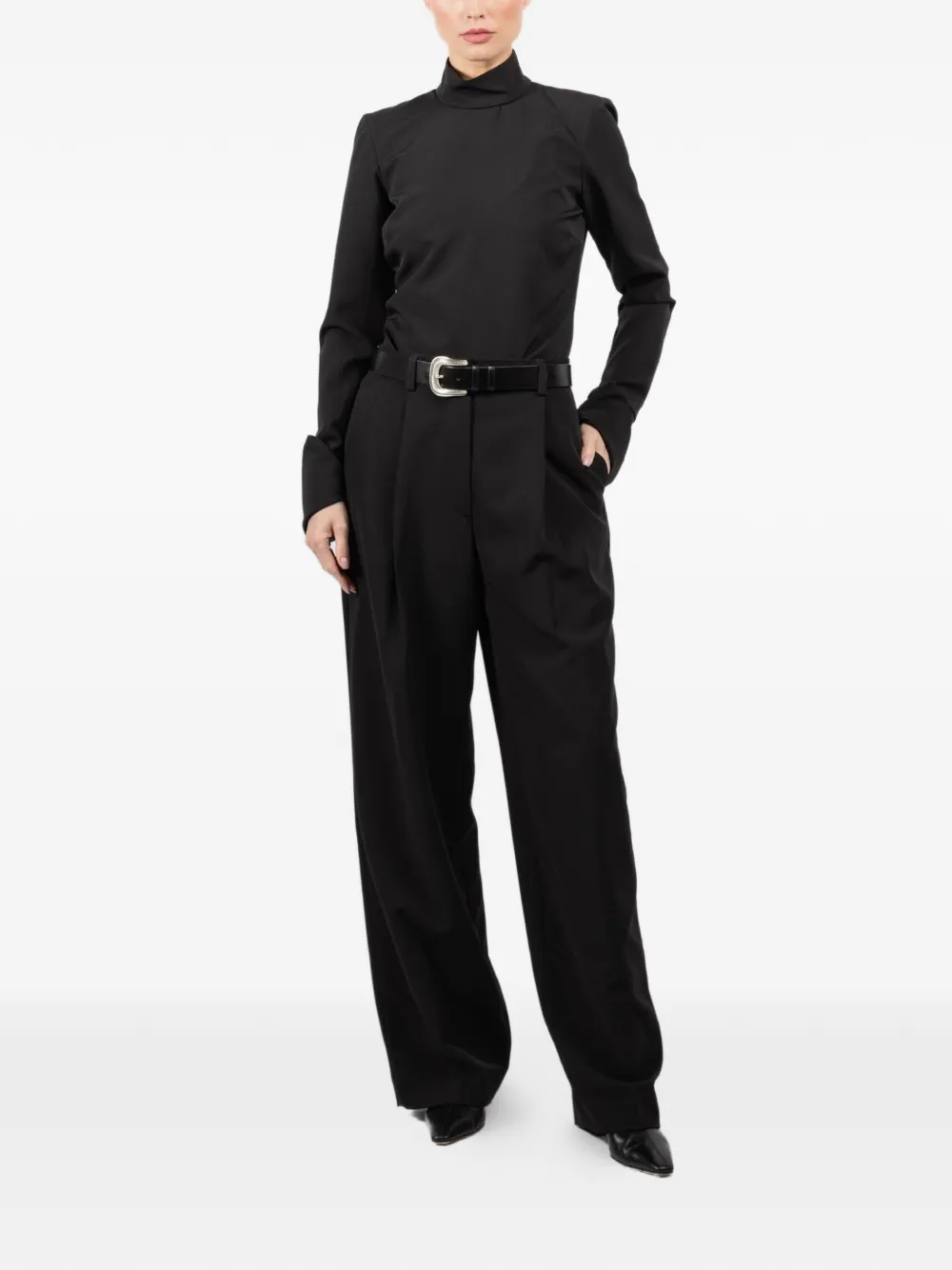 THELATEST roll-neck long-sleeve rear-zip top - Zwart