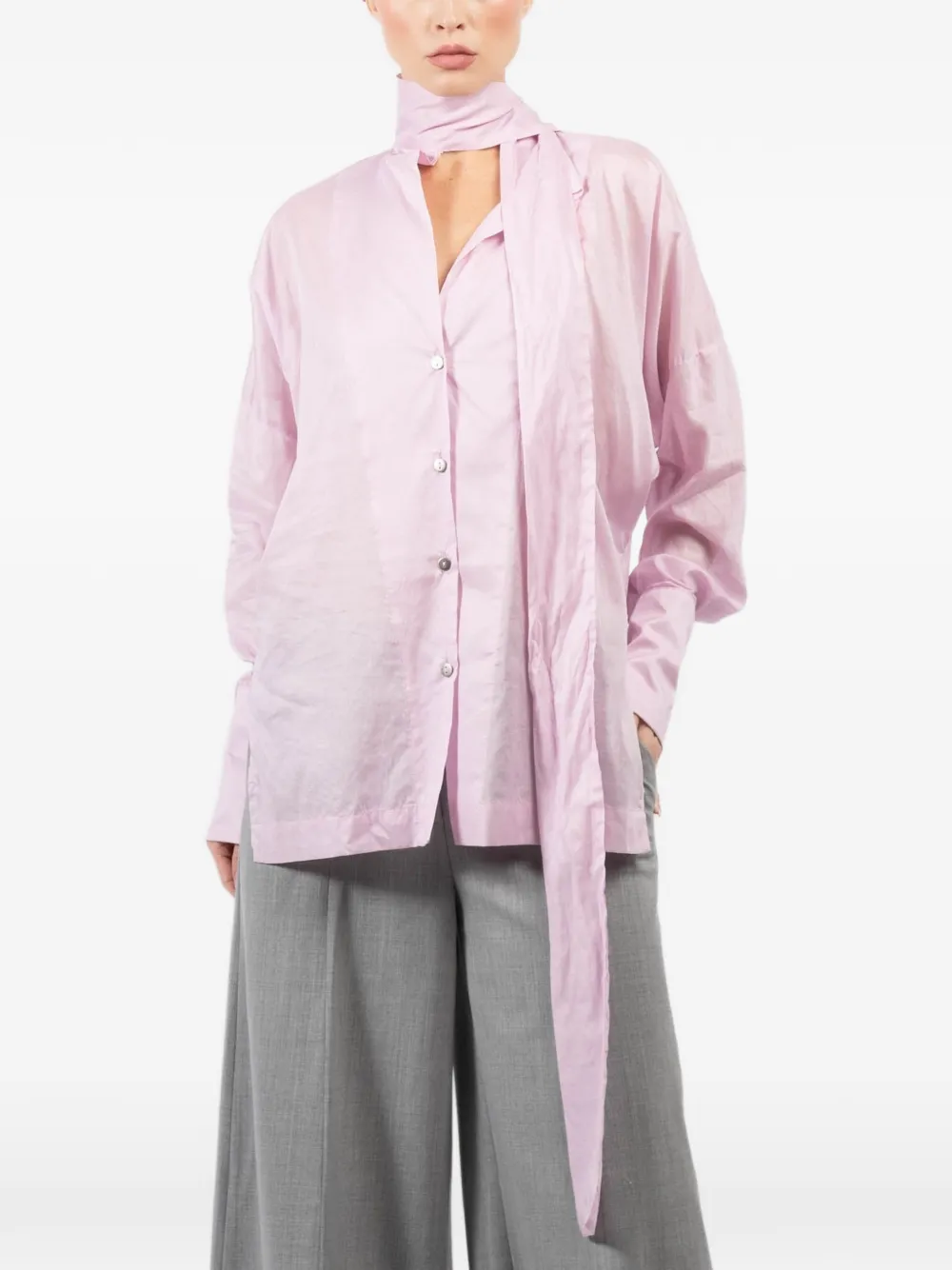 THELATEST Cecilia bow-detail buttoned shirt - Rosa