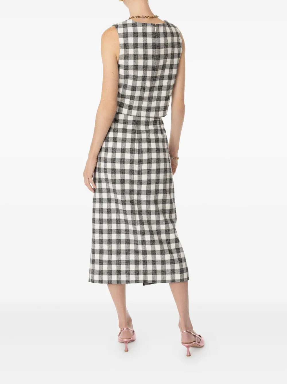  Cara Cara Check-pattern Sleeveless Top - Black 