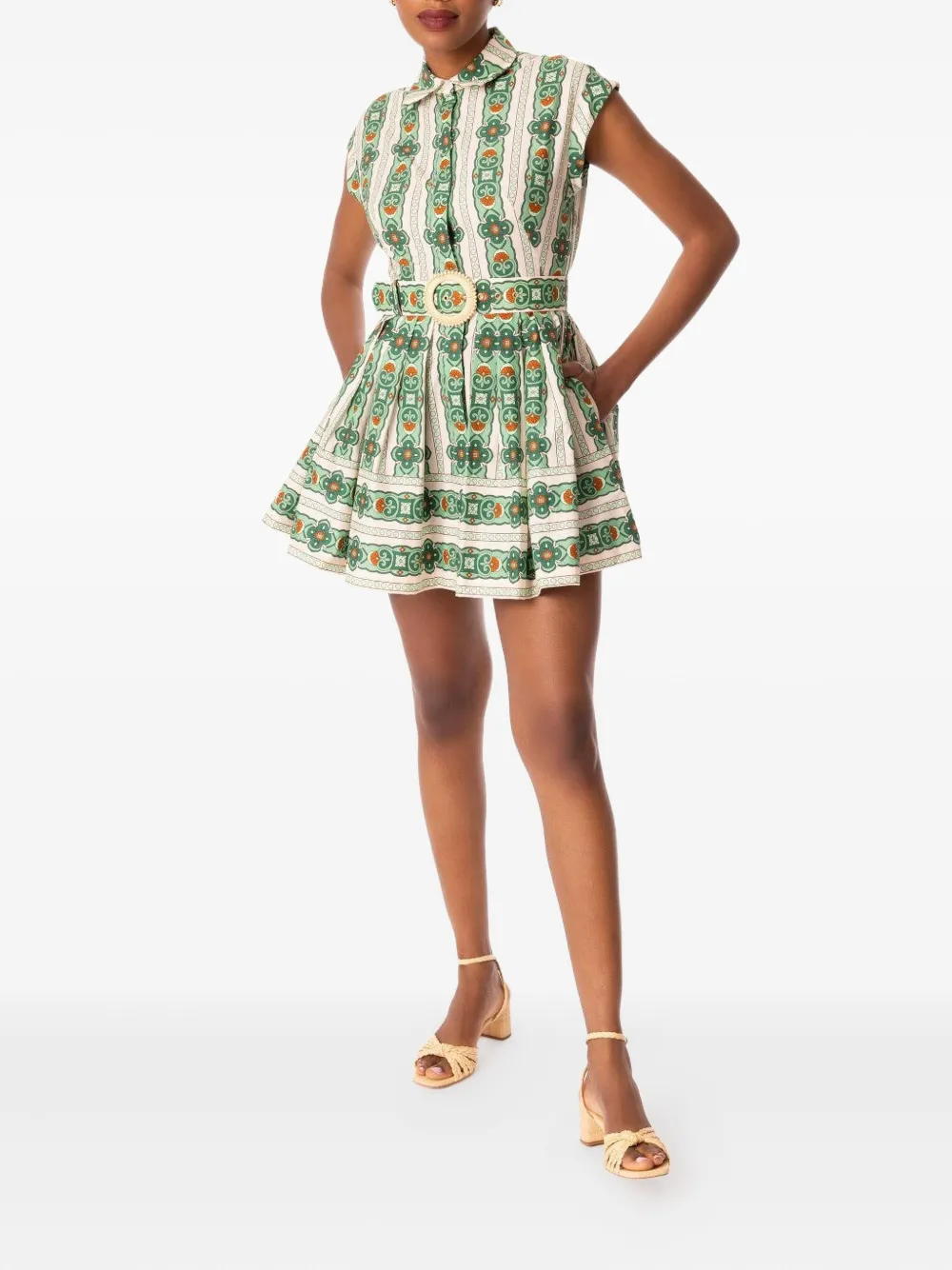 Cara Cara Octavia geplooide jurk met geometrische print - Groen
