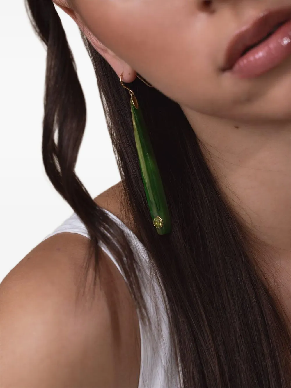 Mark Davis Peridot Bakelite Drop Earrings In Green