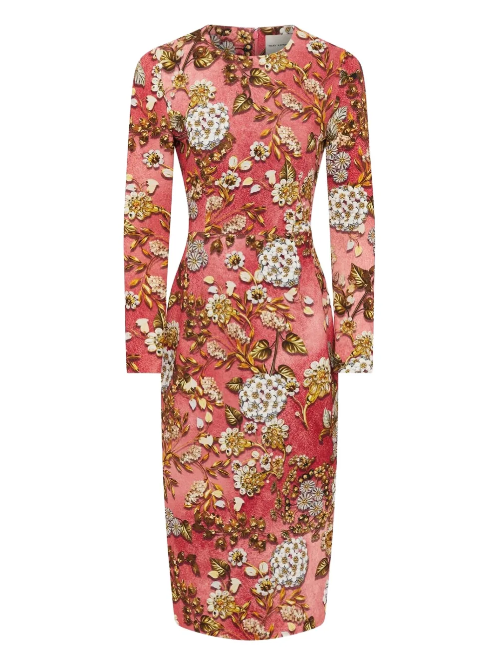 Mary Katrantzou Naomi Floral-print Long-sleeve Midi Dress In Pink