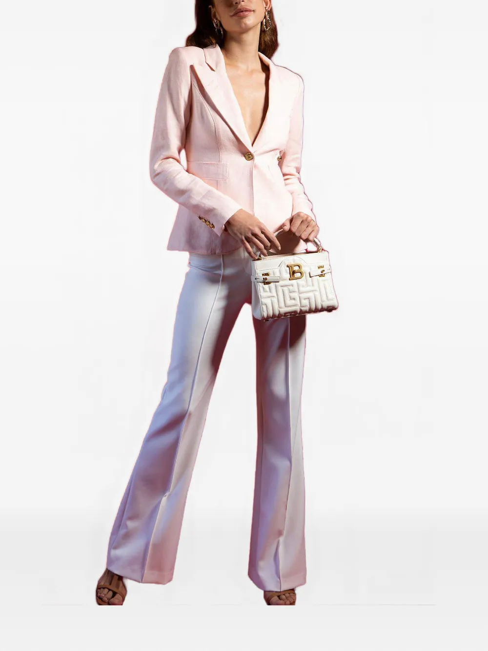 Smythe Duchess Button-detail Linen Blazer In Pink