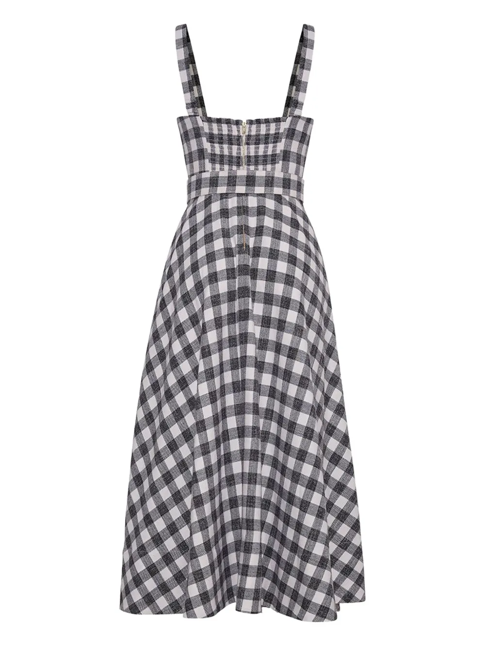 Cara Cara Midi-jurk met gingham ruit en ceintuur - Zwart